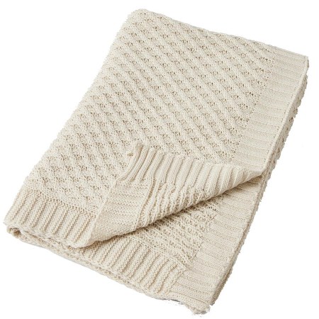 Beige Basket Weave Knit Blanket
