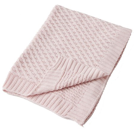 Pink Basket Weave Knit Blanket