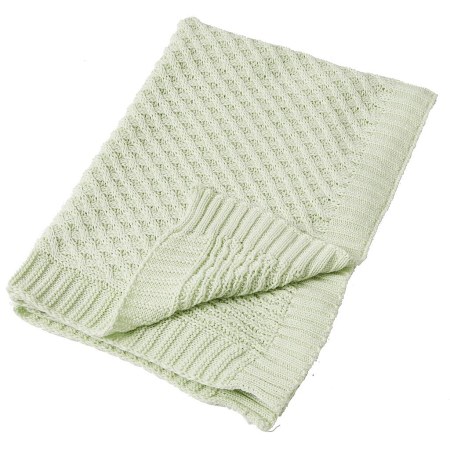 Mint Basket Weave Knit Blanket