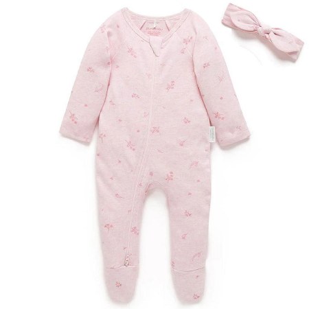 Purebaby Blossom Bodysuit & Headband Set